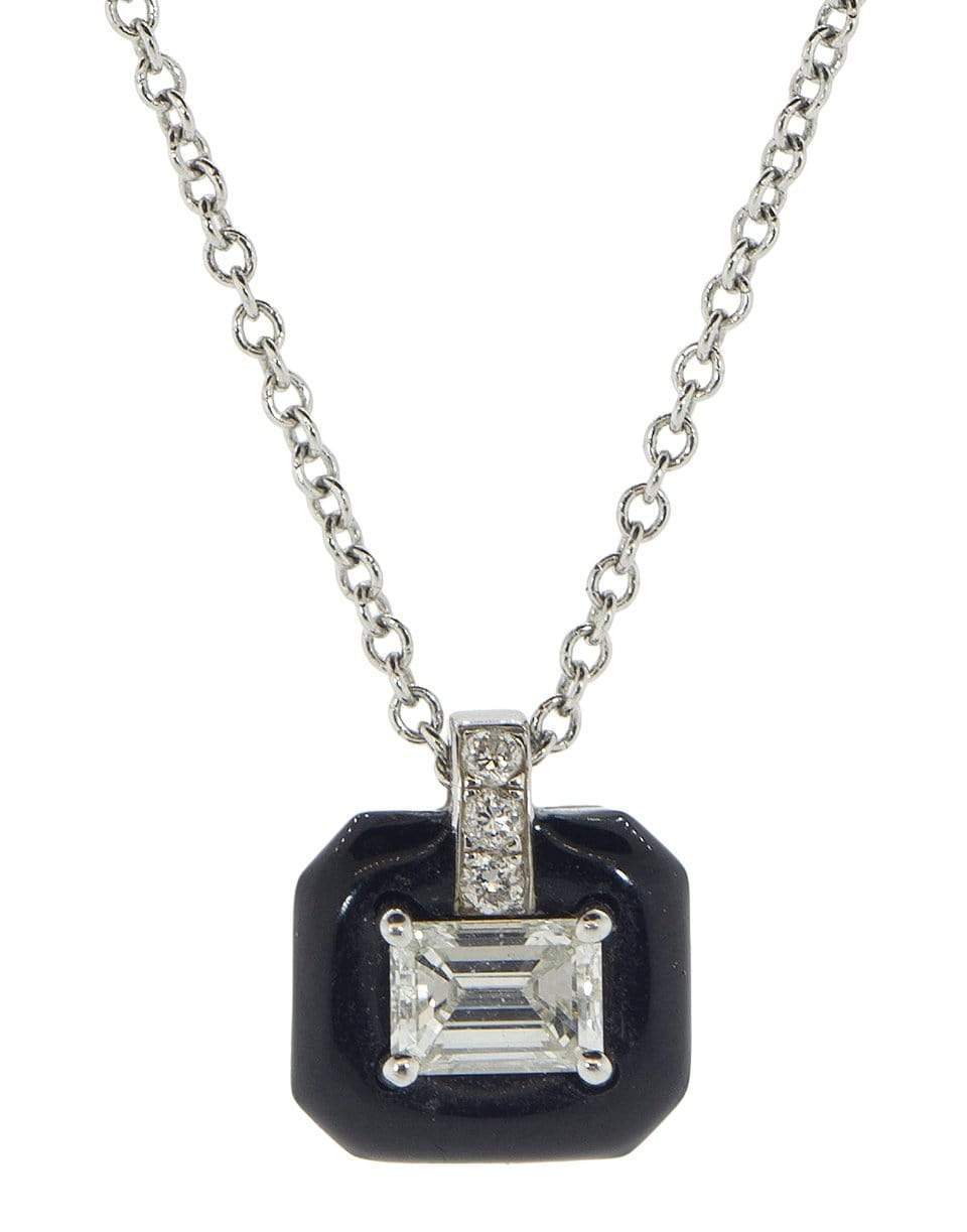 NIKOS KOULIS-Oui Emerald Cut Diamond Pendant Necklace-WHITE GOLD