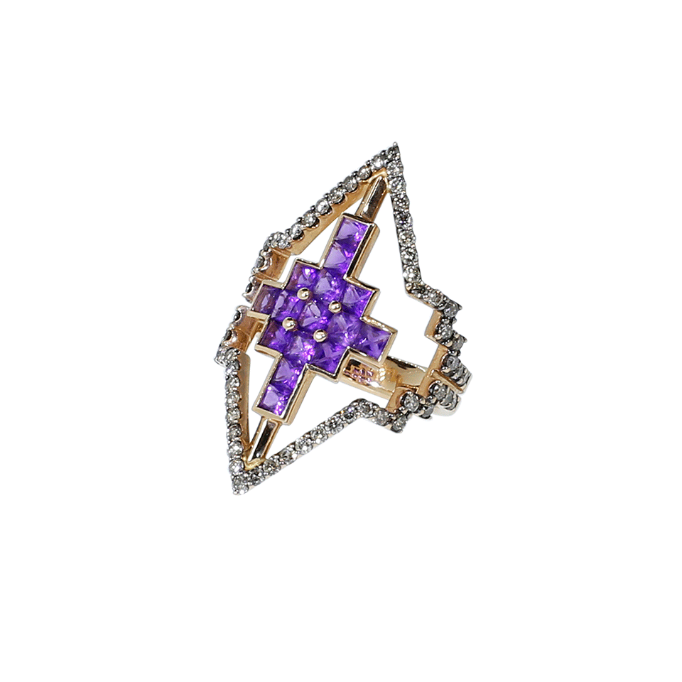 Amethyst And Cognac Diamond V Ring JEWELRYFINE JEWELRING NIKOS KOULIS   