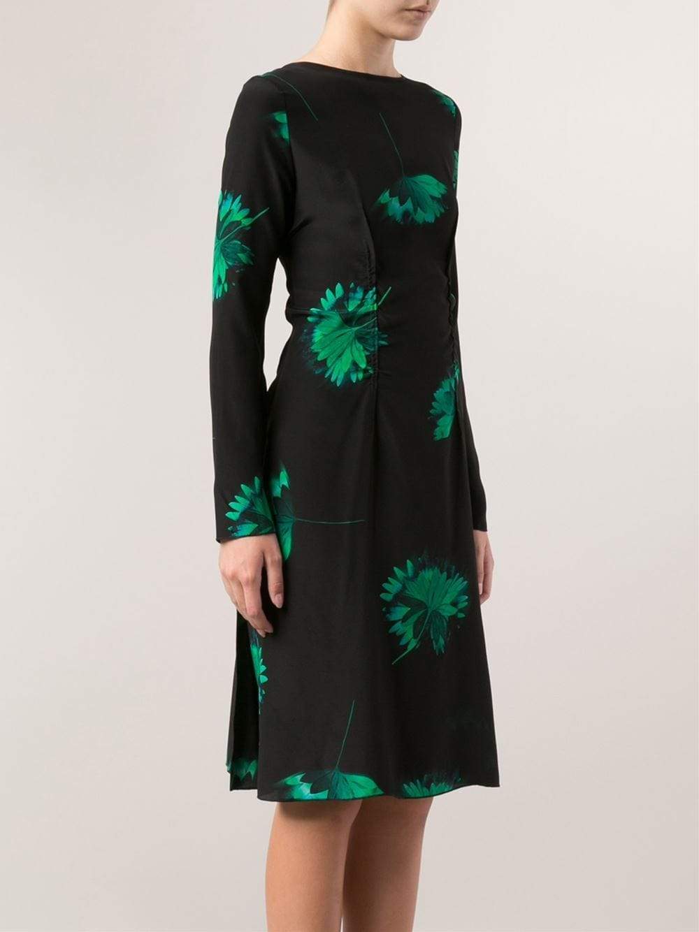 NINA RICCI-Boatneck Flower Print Dress-