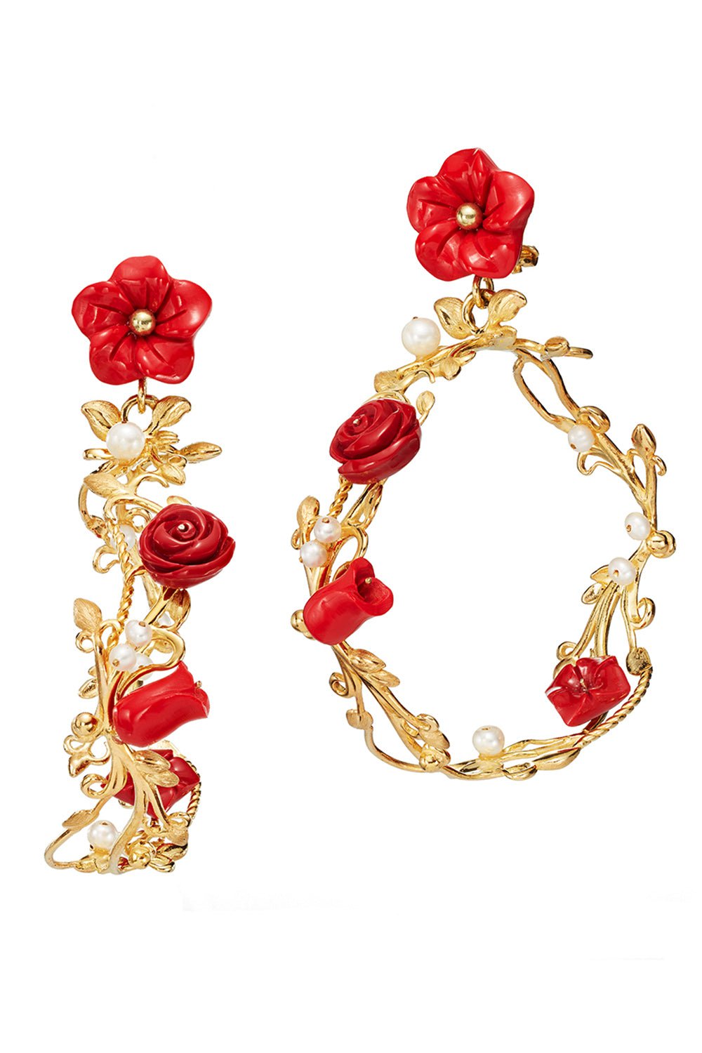 OF RARE ORIGIN-Flower Whirl Earrings-RED