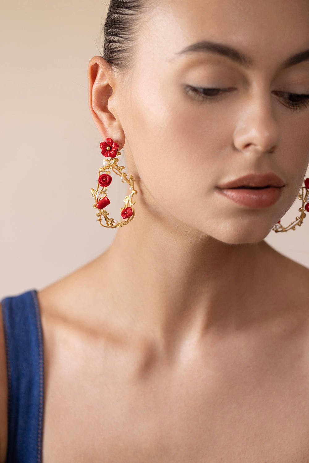 OF RARE ORIGIN-Flower Whirl Earrings-RED