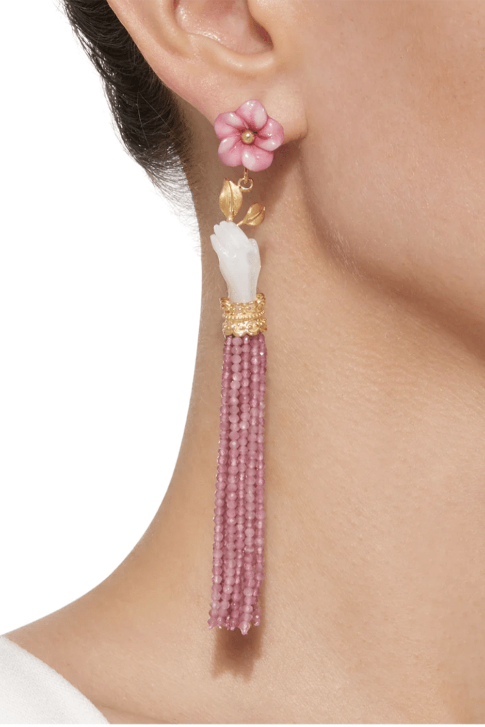 OF RARE ORIGIN-Short Bloom Earrings - Rose-YELLOW GOLD