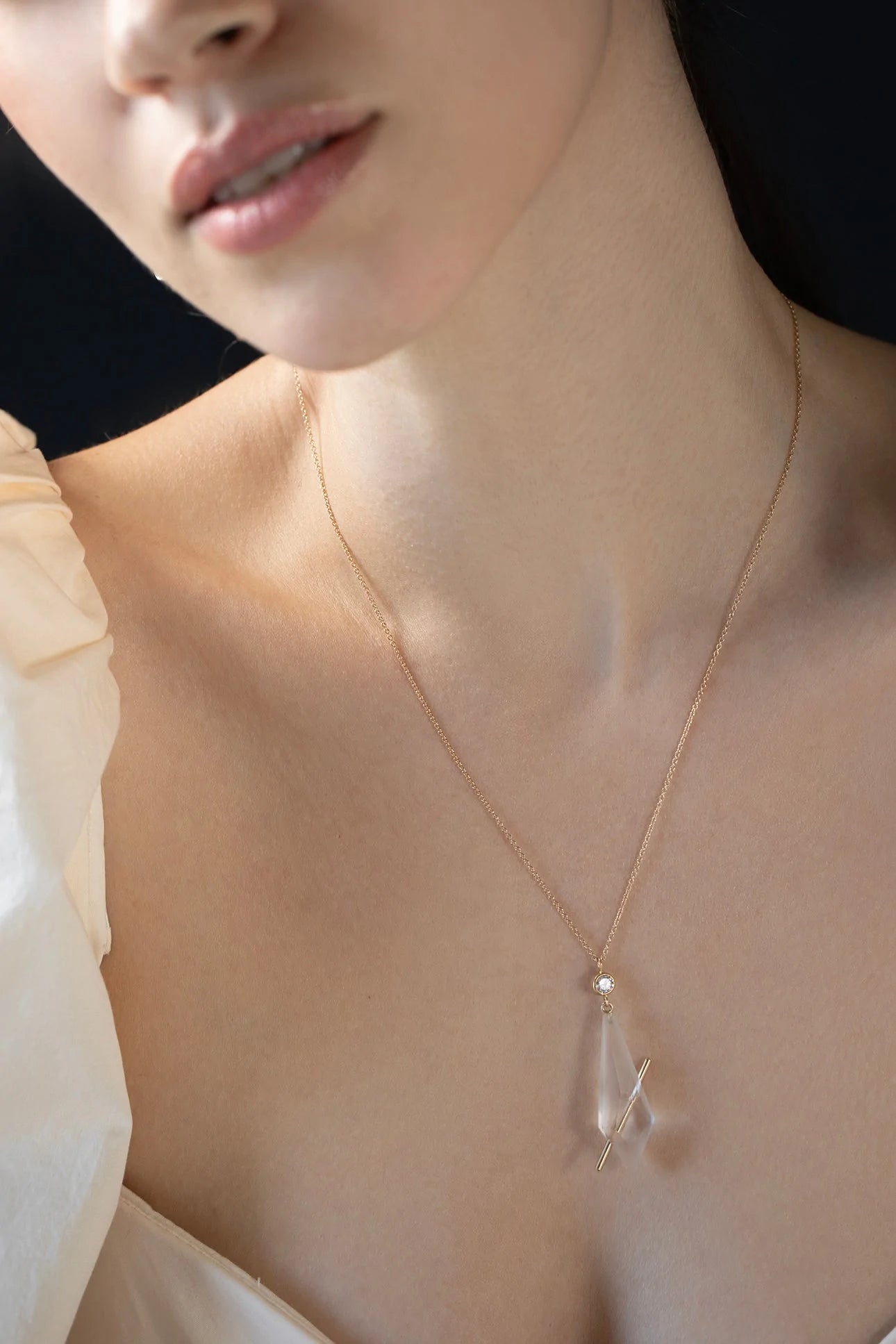 OLIVIA SHIH-Lucid Crystal Pendant Necklace-RECYCLED GOLD (WHEN POSSIBLE)