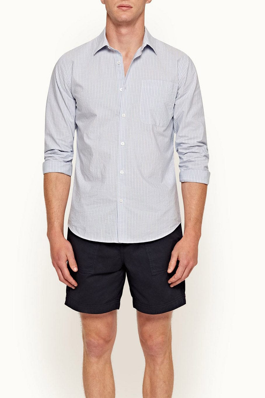 ORLEBAR BROWN-Giles Linen Stripe Button Up Shirt-
