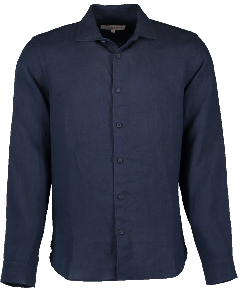 ORLEBAR BROWN-Meden Linen Navy Classic-Fit Shirt-