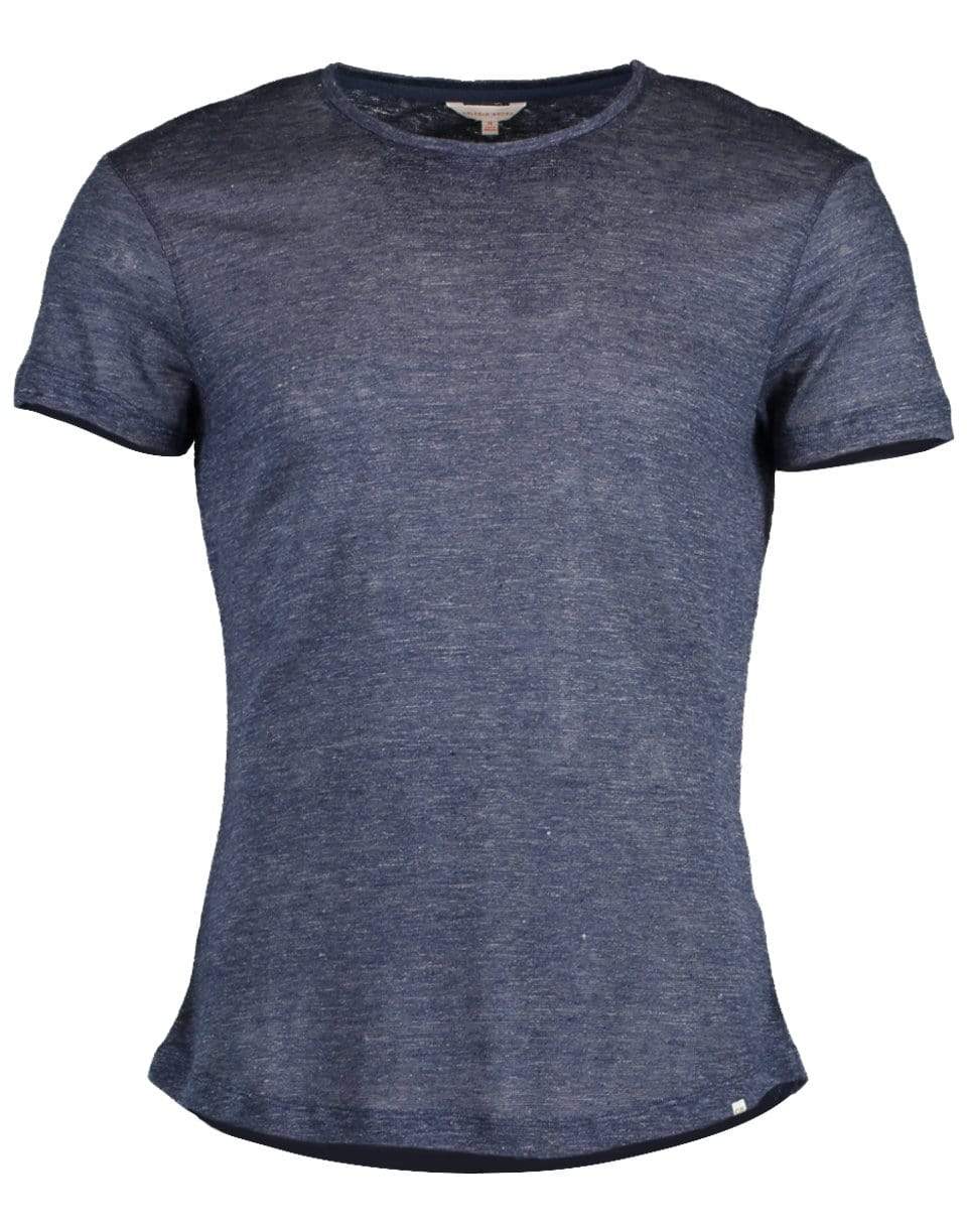 ORLEBAR BROWN-Navy OB-T Linen Melange T-Shirt-