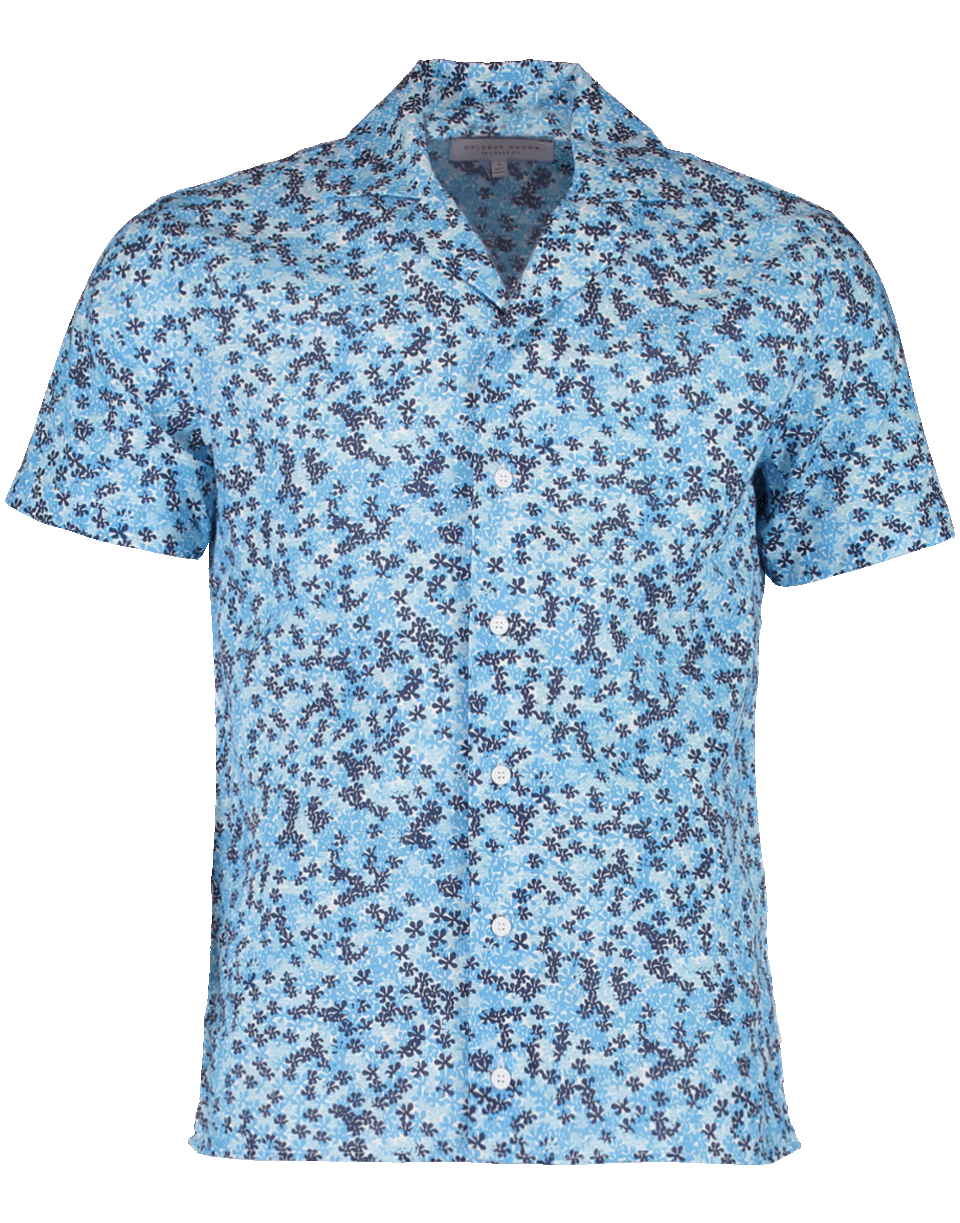 ORLEBAR BROWN-Travis Ninfea Bahama Blue Resort Shirt-