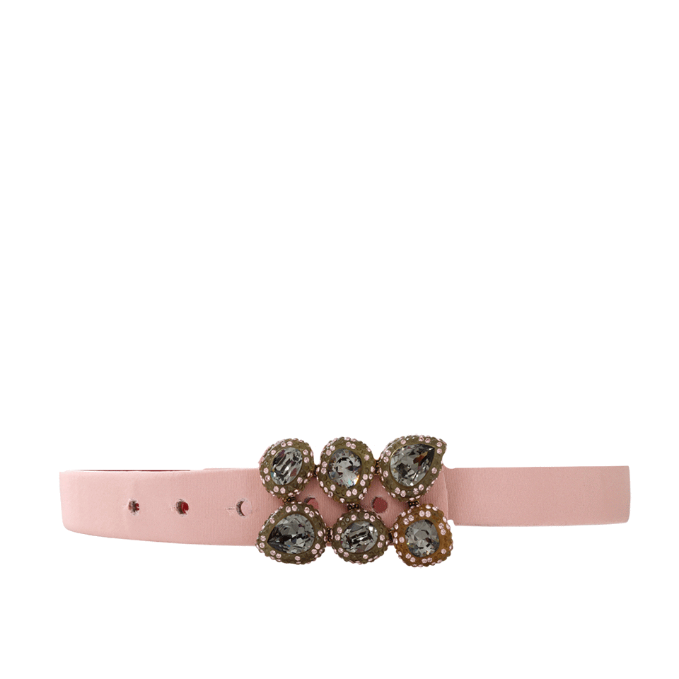 OSCAR DE LA RENTA-Faille Belt With Jeweled Buckle-BLUSH