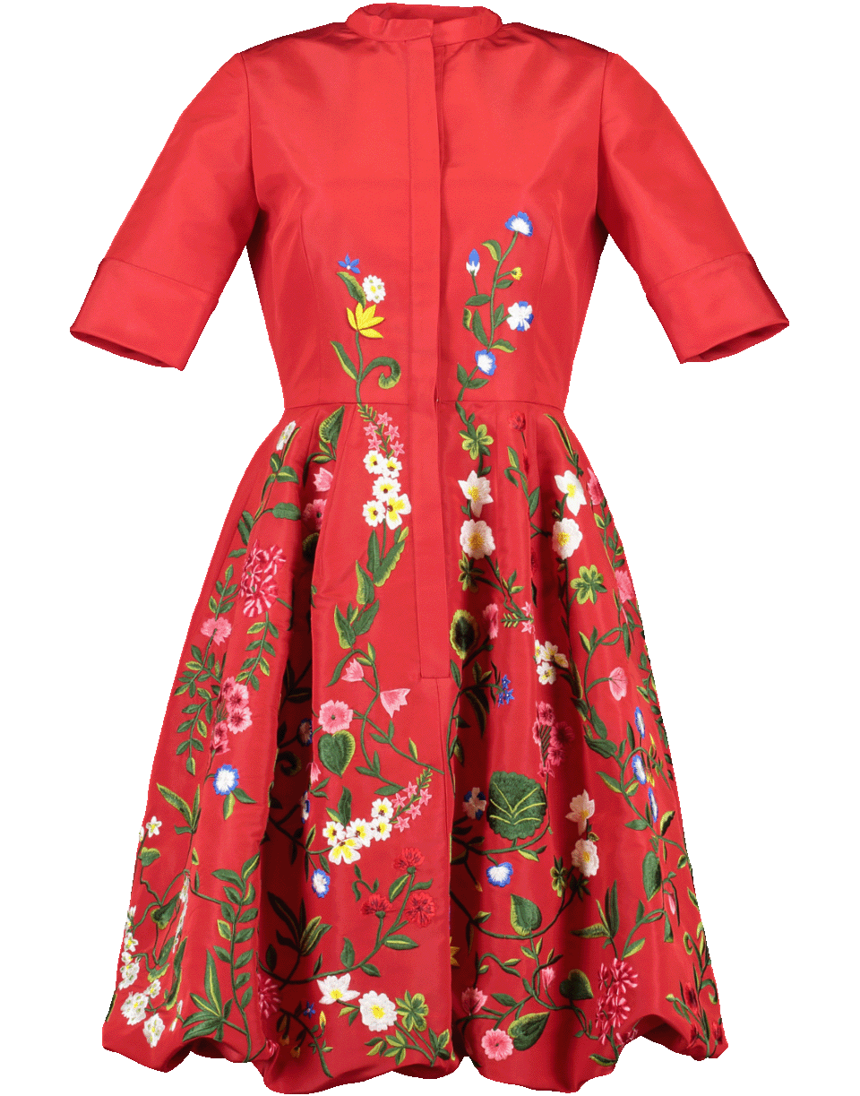 OSCAR DE LA RENTA-Balloon Bottom Embroidered Dress-