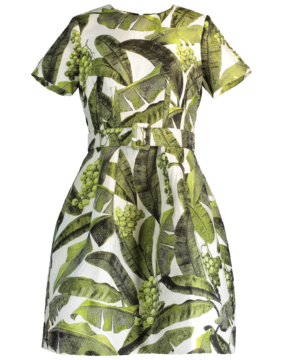 OSCAR DE LA RENTA-Banana Leaf Jacquard Dress-
