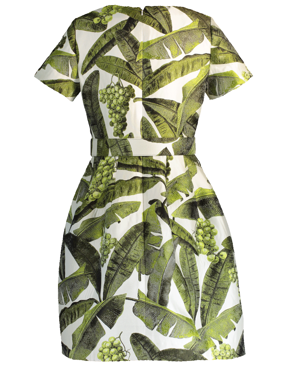 OSCAR DE LA RENTA-Banana Leaf Jacquard Dress-