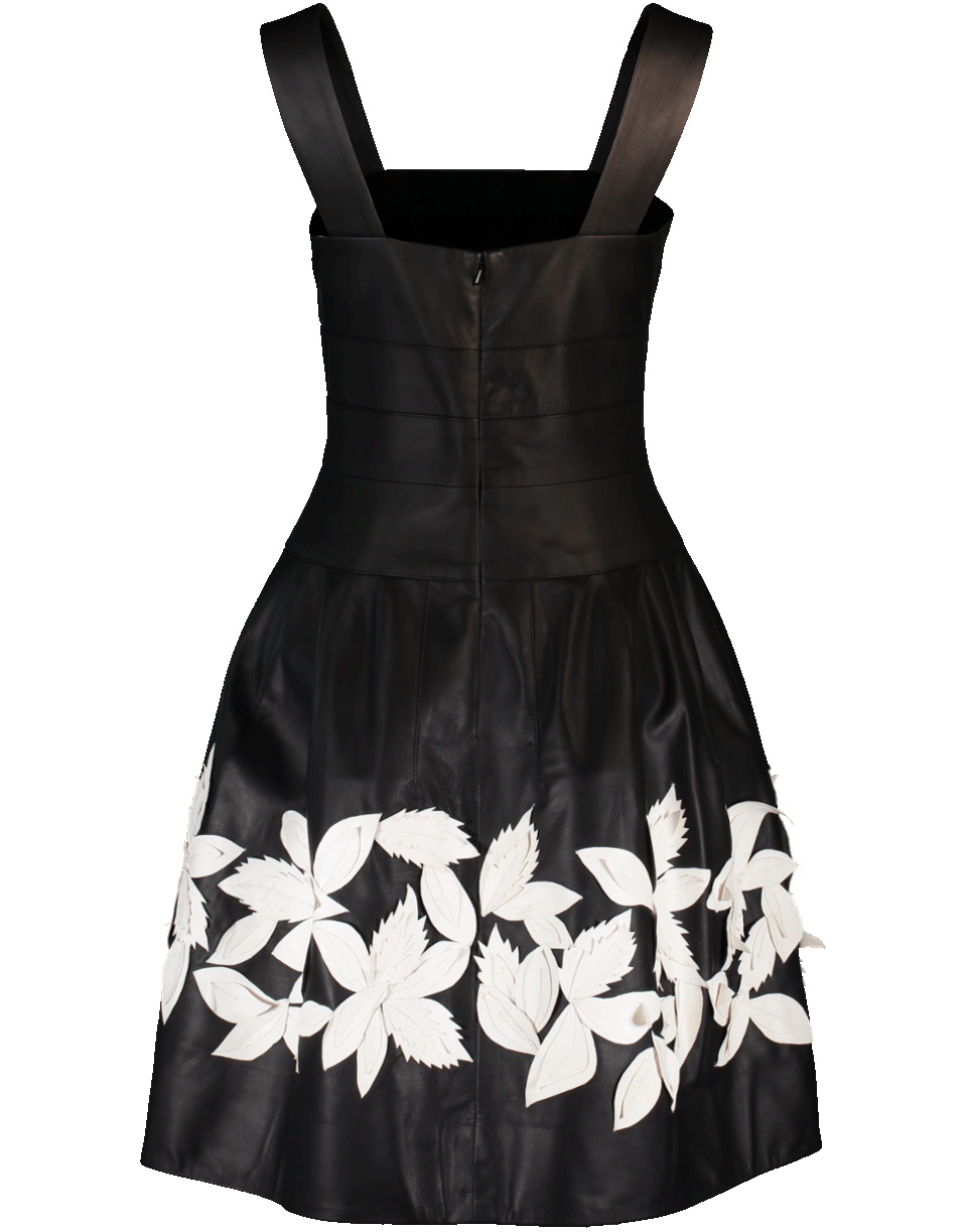 OSCAR DE LA RENTA-Flare Dress With Flowers-BLK/WHT