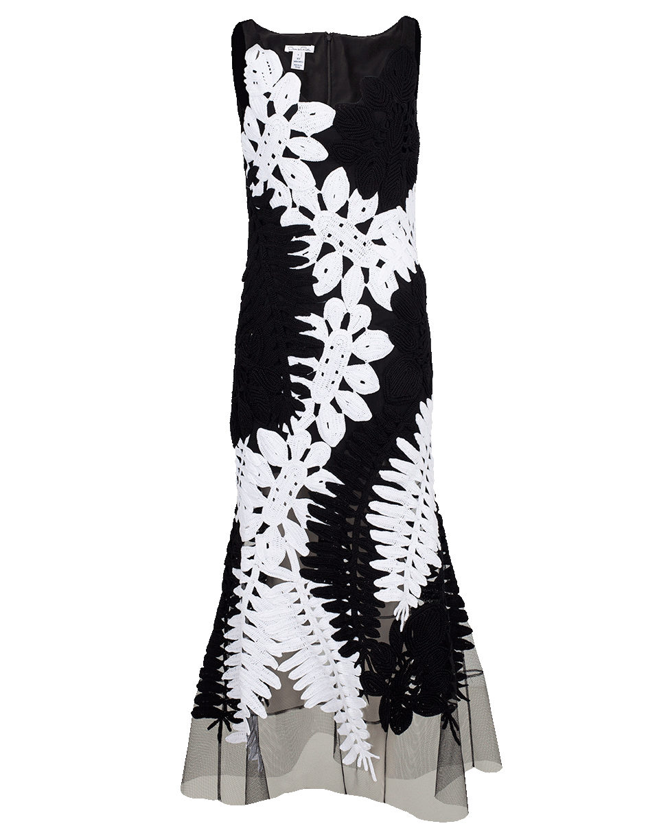 OSCAR DE LA RENTA-Crochet Dress-BLK/WHT