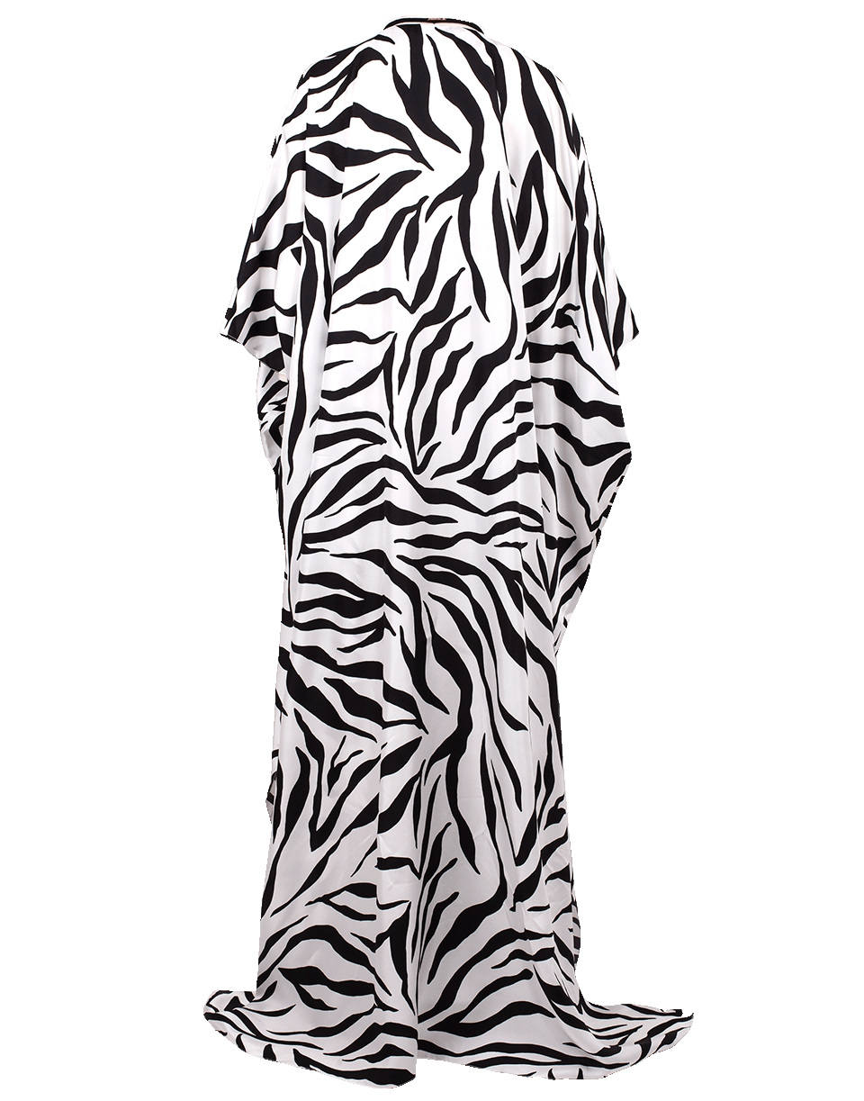 OSCAR DE LA RENTA-Zebra Print Silk Caftan-BLK/WHT