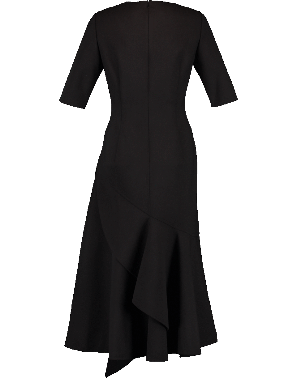 OSCAR DE LA RENTA-Crewneck Drape Bottom Dress-