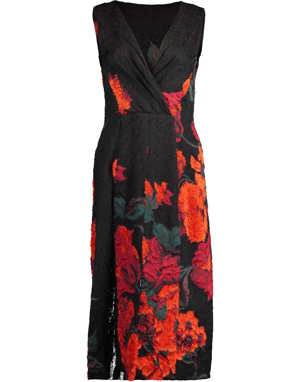 OSCAR DE LA RENTA-Floral Print Cocktail Dress-