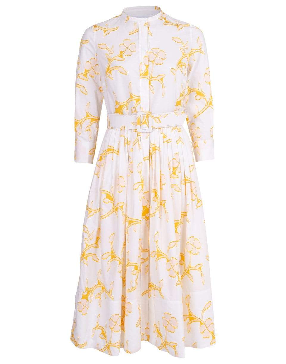 OSCAR DE LA RENTA-Floral Print Cotton Shirt Dress-