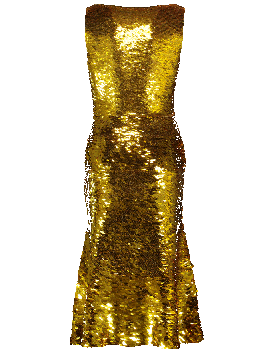 OSCAR DE LA RENTA-Flounce Dress-GOLD
