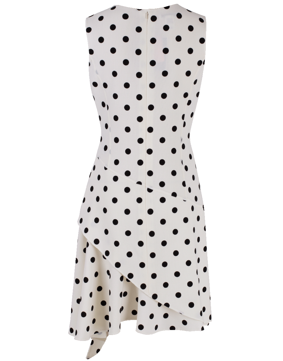 OSCAR DE LA RENTA-Jewel Neck Polka Dot Dress-