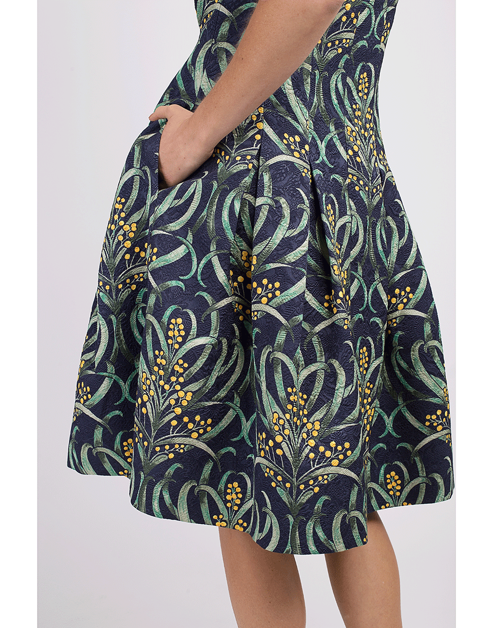OSCAR DE LA RENTA-Mimosa Stems Cloque Dress-