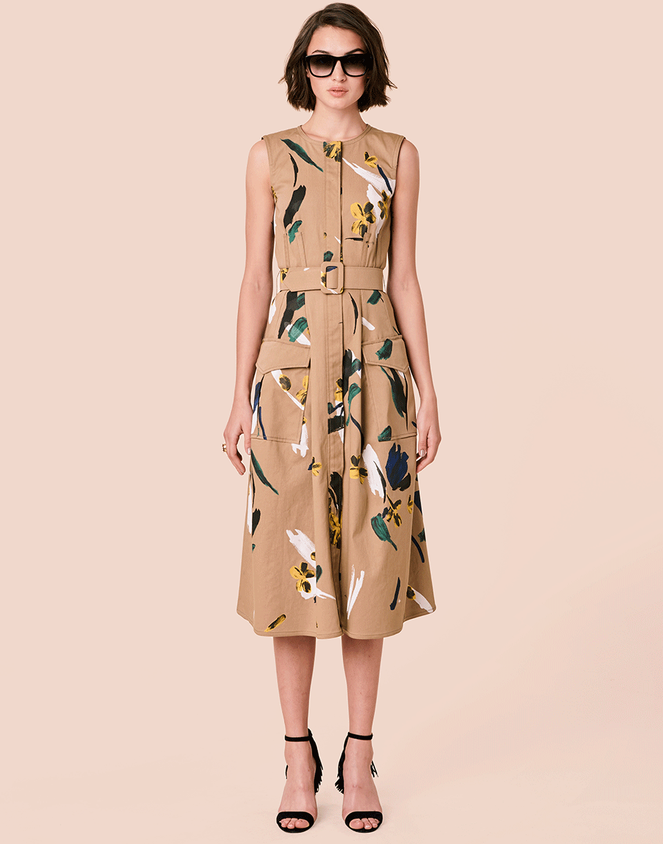 OSCAR DE LA RENTA-Painted Floral Dress-