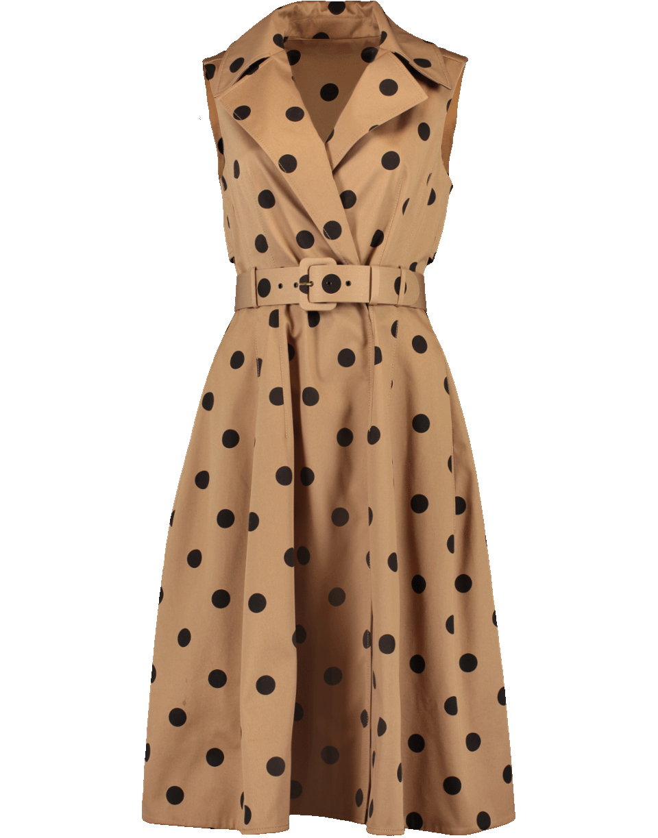 OSCAR DE LA RENTA-Polka Dot Belted Trench Dress-