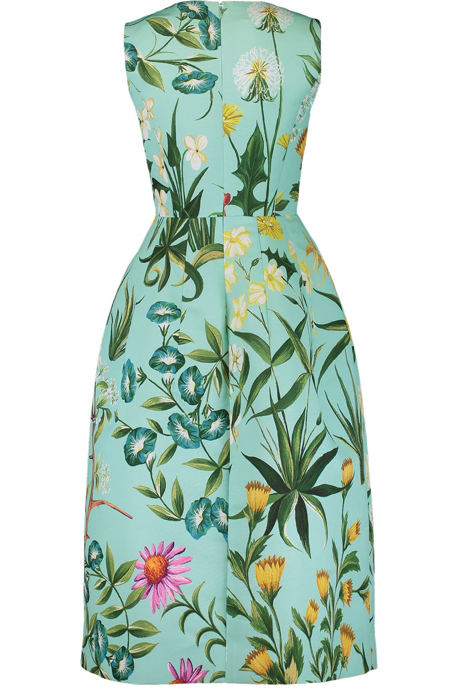 Oscar de la Renta Sleeveless Floral Tapestry Faille Dress in Mint Multi