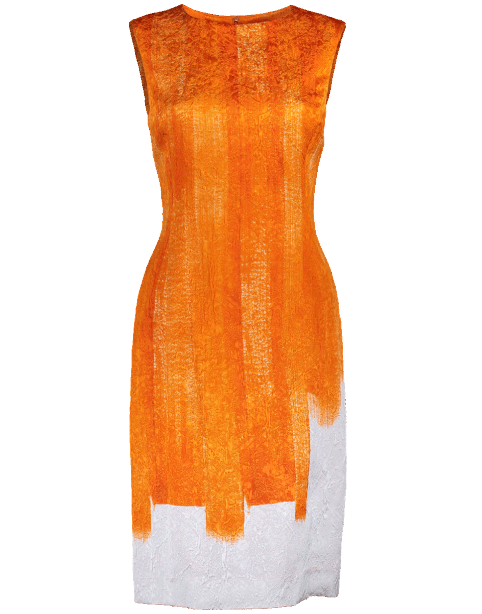 OSCAR DE LA RENTA-Slim Brush Stroke Printed Dress-