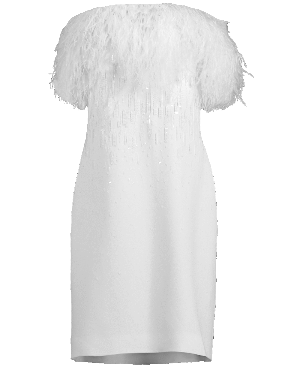 OSCAR DE LA RENTA-Feather Top Mini Dress-WHITE