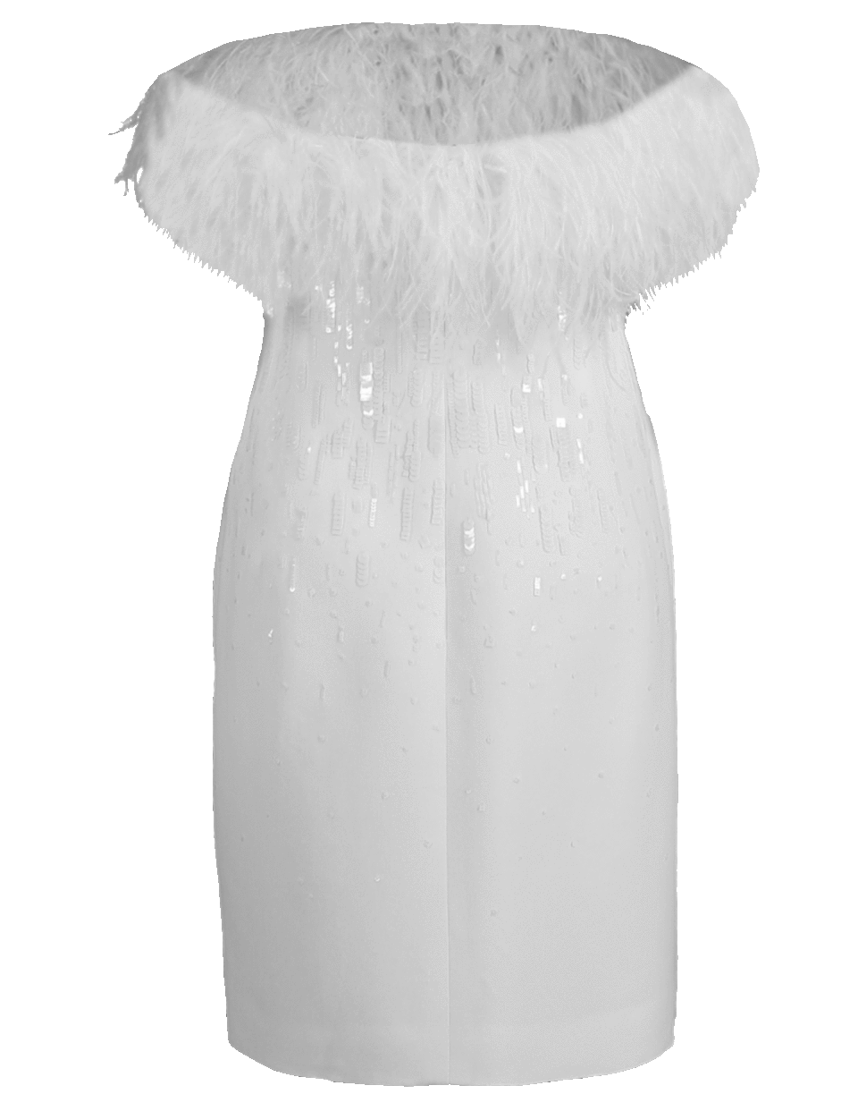 OSCAR DE LA RENTA-Feather Top Mini Dress-WHITE