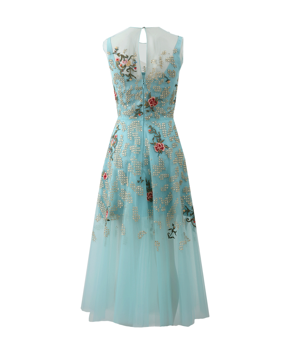 Embroidered Tea Length Dress CLOTHINGDRESSCOCKTAIL OSCAR DE LA RENTA   