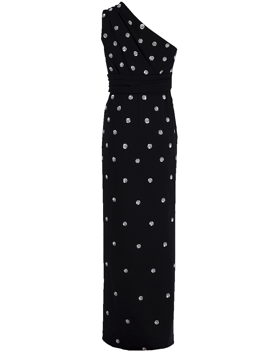 OSCAR DE LA RENTA-Polka Dot Sequin Gown-BLK/SLVR