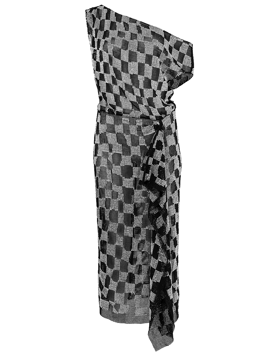 OSCAR DE LA RENTA-One Shoulder Beaded Gown-BLK/SLVR