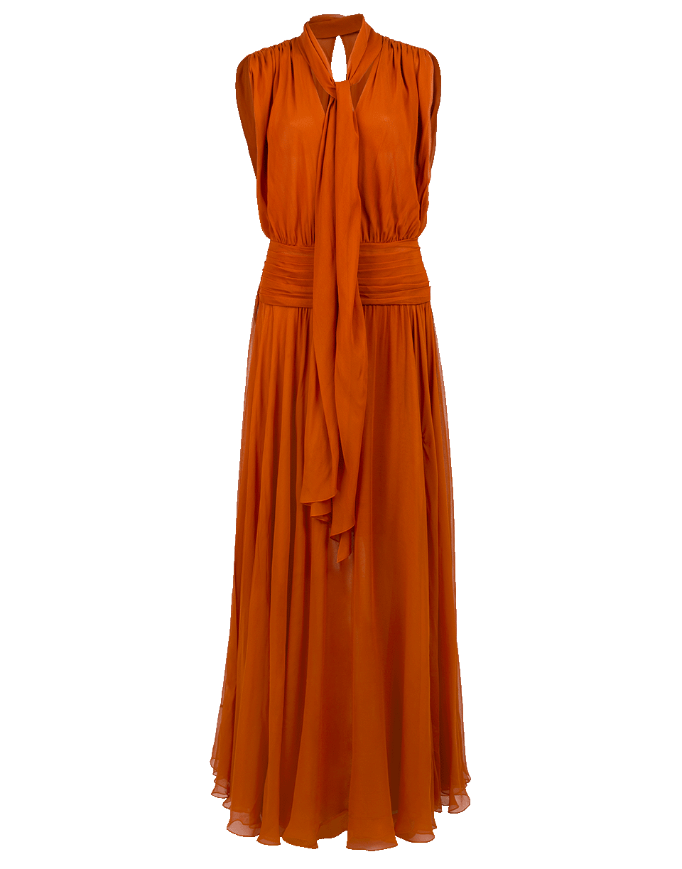 OSCAR DE LA RENTA-Draped Silk Chiffon Gown-CUMIN