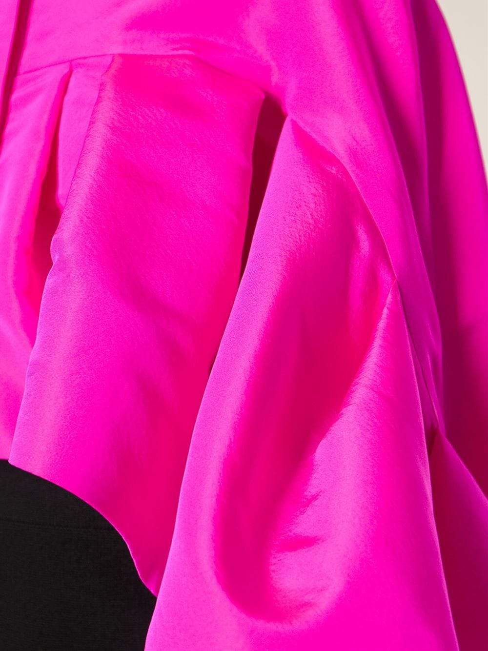 OSCAR DE LA RENTA-Cascade Ruffle Cape-HOT PINK