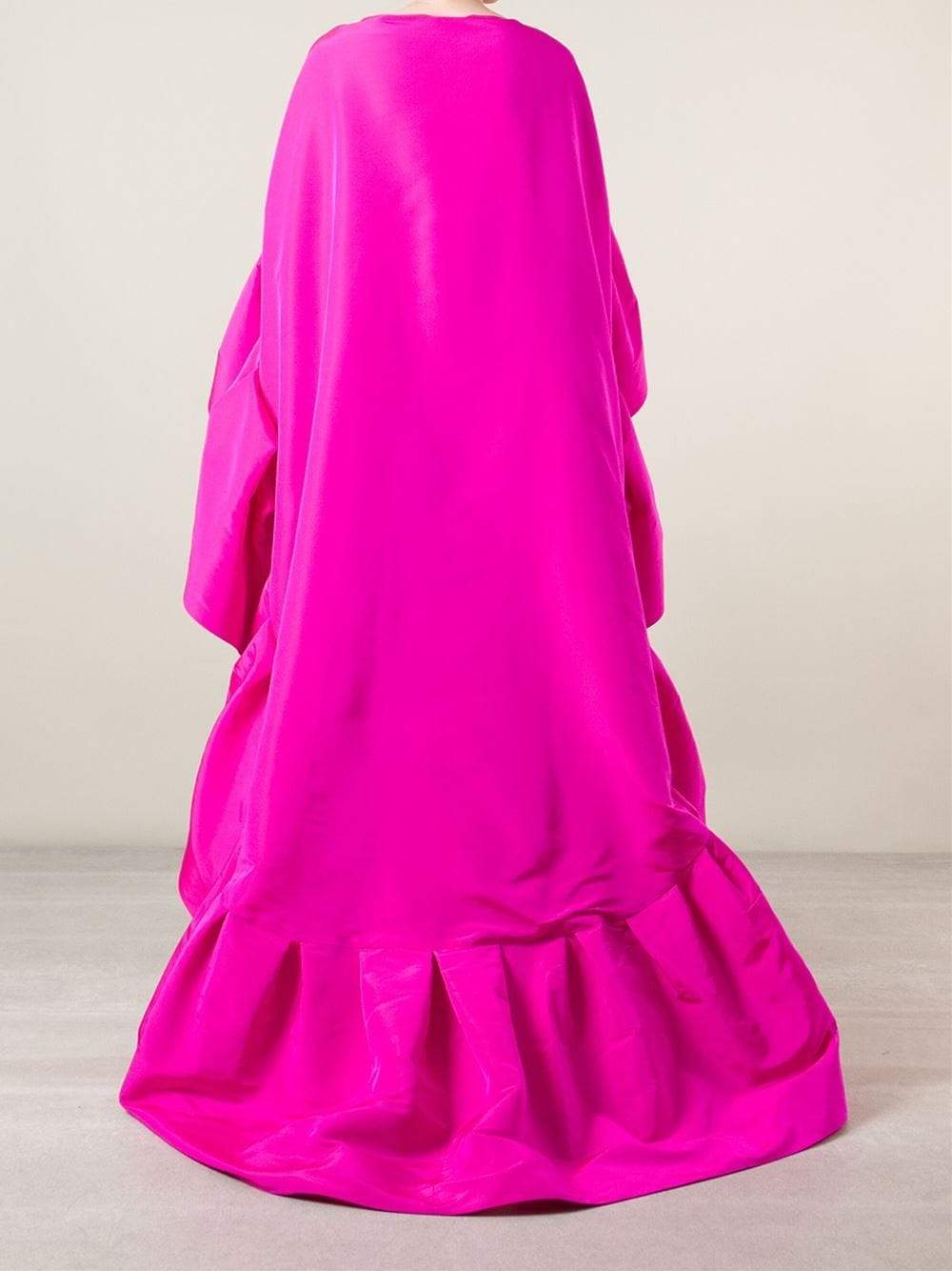 OSCAR DE LA RENTA-Cascade Ruffle Cape-HOT PINK