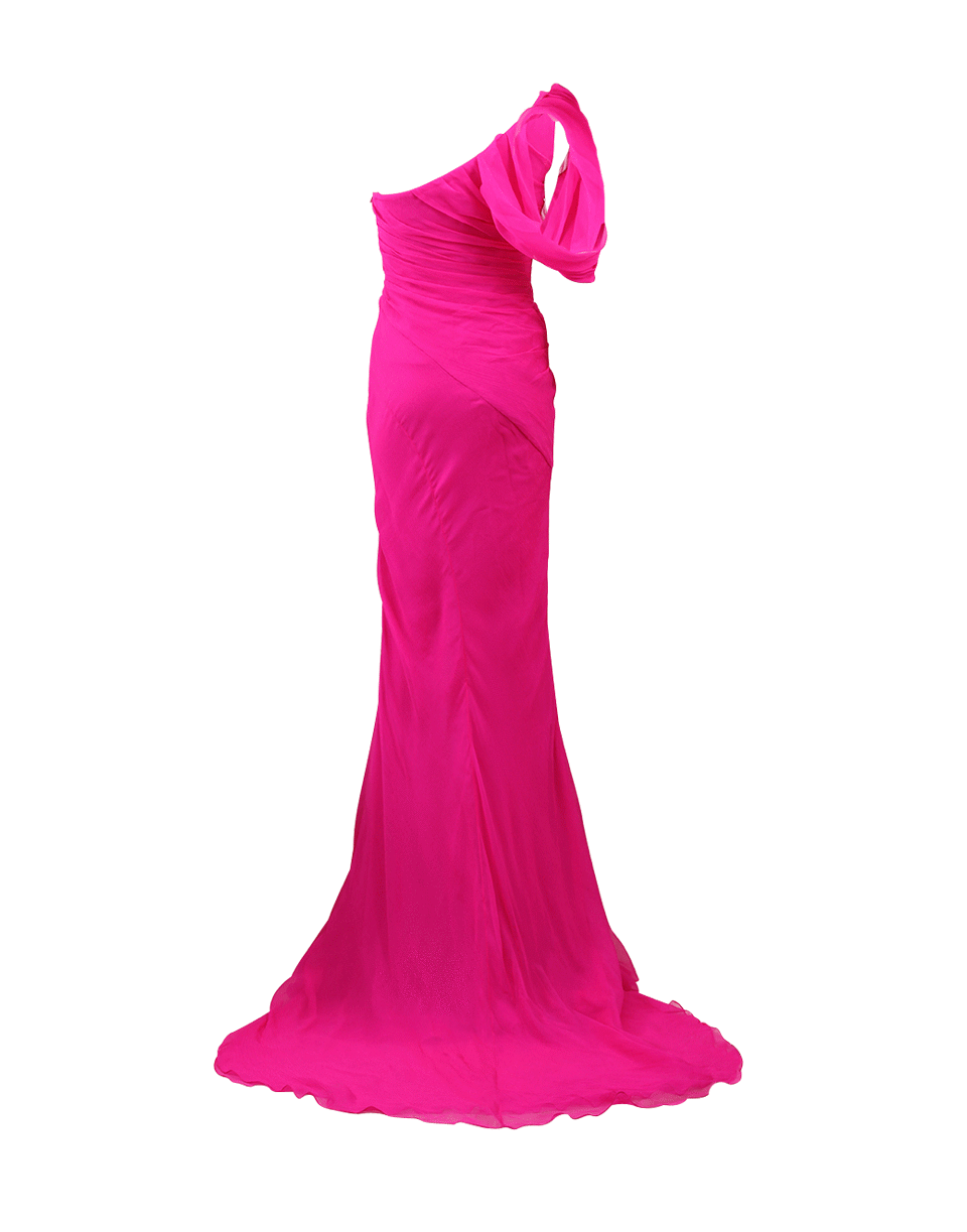 OSCAR DE LA RENTA-Crinkle Chiffon Gown-PINK