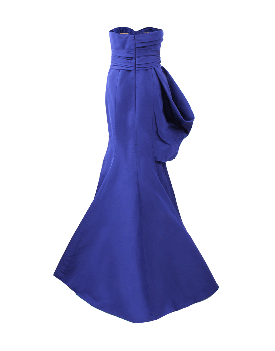 OSCAR DE LA RENTA-Strapless Side Drape Gown-ROYAL