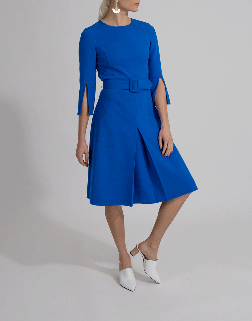 Pleated A-Line Belted Dress CLOTHINGDRESSMISC OSCAR DE LA RENTA   