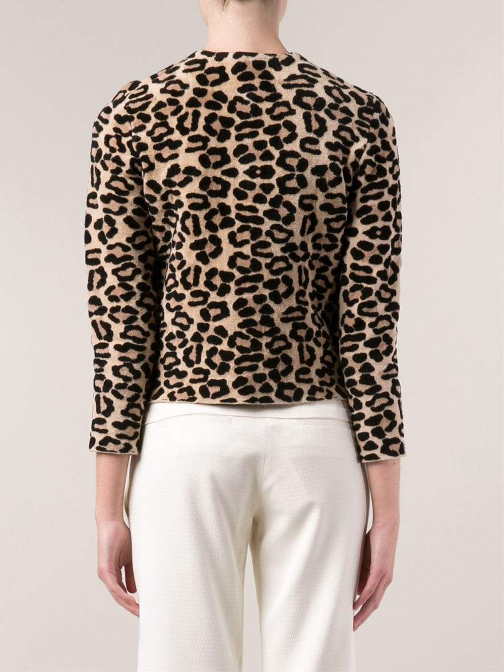 OSCAR DE LA RENTA-Cropped Leopard Knit Jacket-