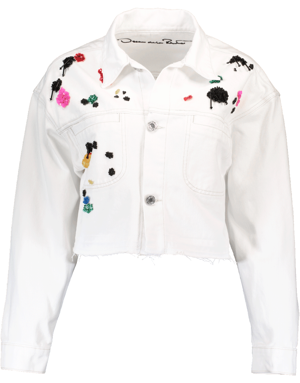 OSCAR DE LA RENTA-Paint Splatter Denim Jacket-