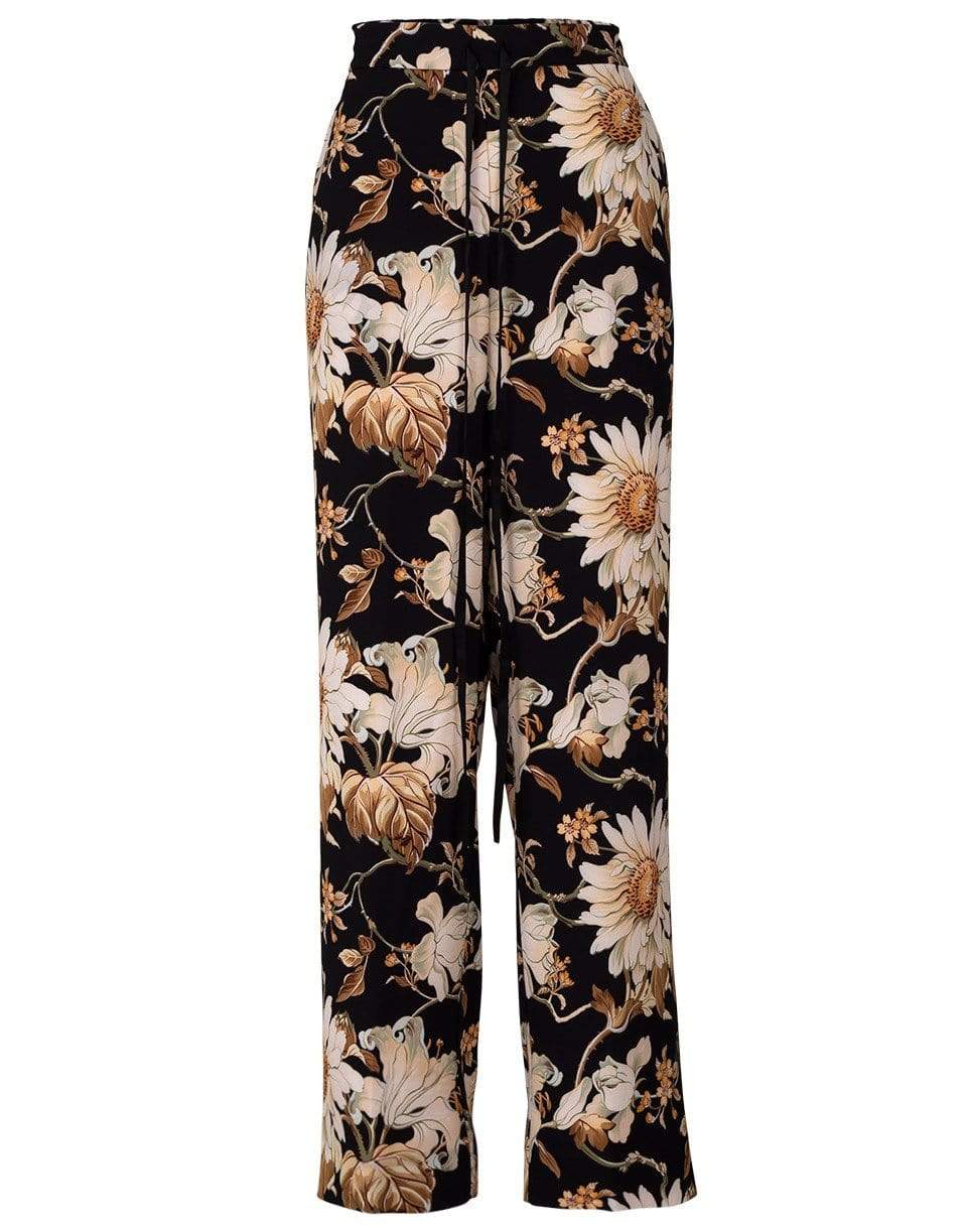 OSCAR DE LA RENTA-Navy Printed Palazzo Pant-