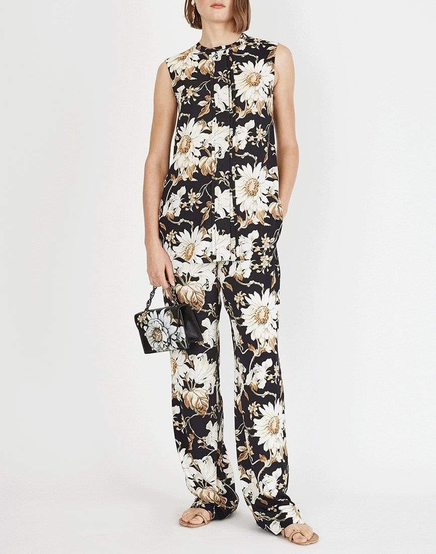 OSCAR DE LA RENTA-Navy Printed Palazzo Pant-