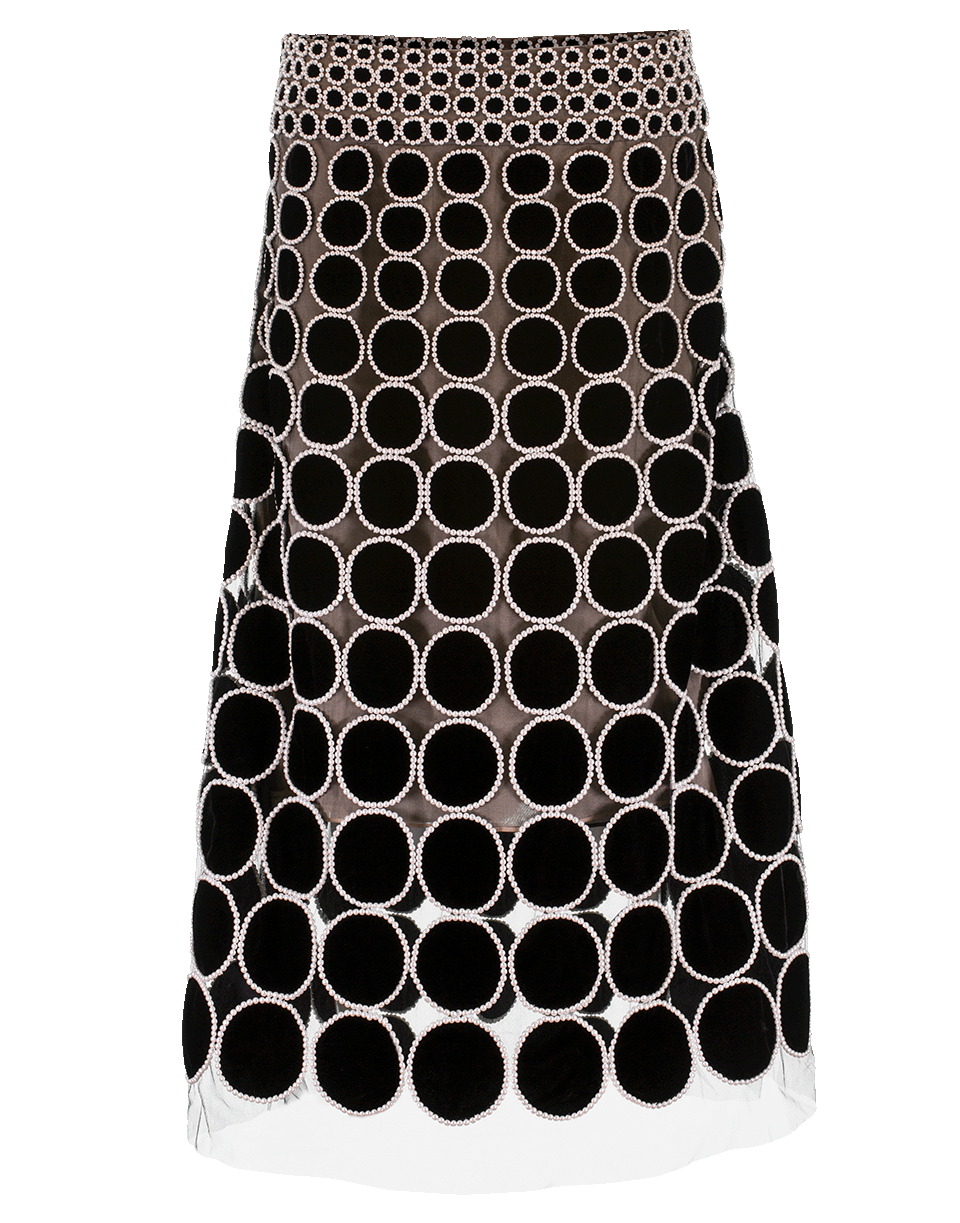 Velvet Pearl Trim Skirt CLOTHINGSKIRTEVENING OSCAR DE LA RENTA   