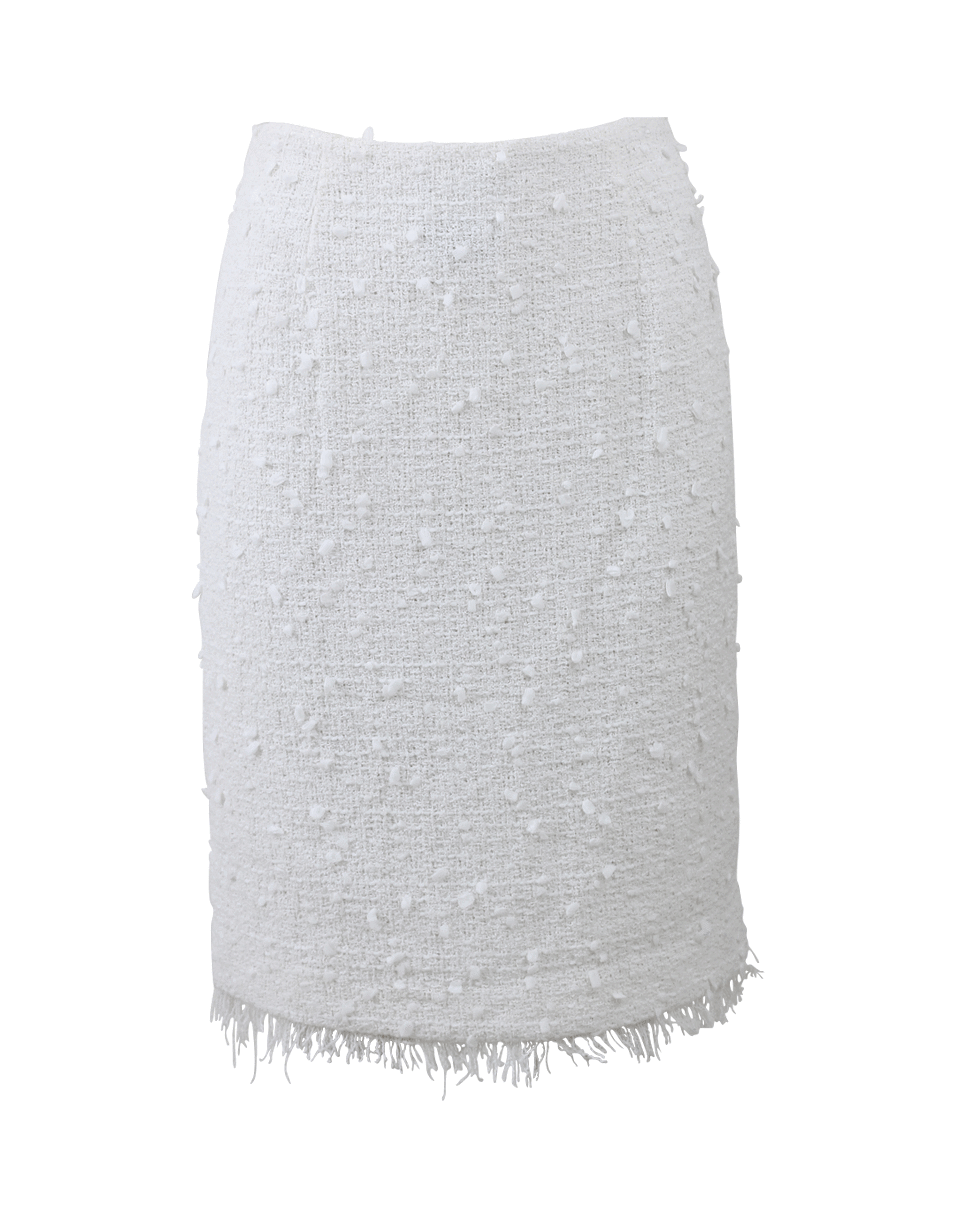 OSCAR DE LA RENTA-Fringe Tweed Pencil Skirt-