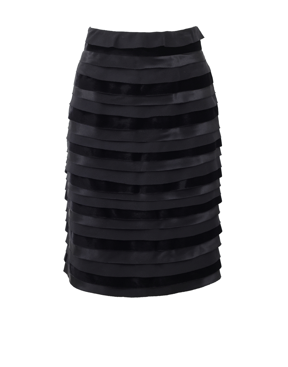 OSCAR DE LA RENTA-Leather And Velvet Pencil Skirt-