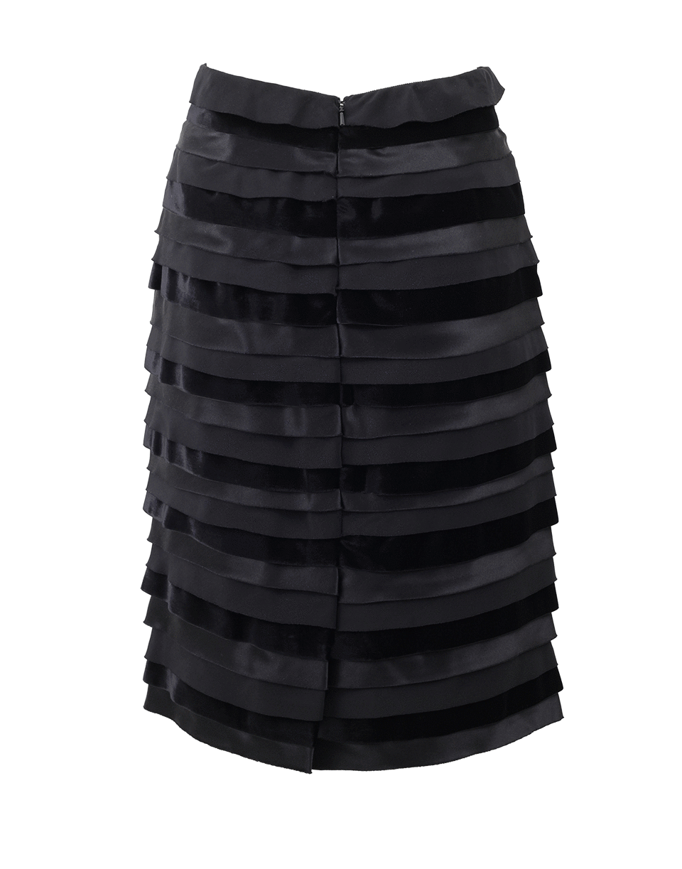 OSCAR DE LA RENTA-Leather And Velvet Pencil Skirt-
