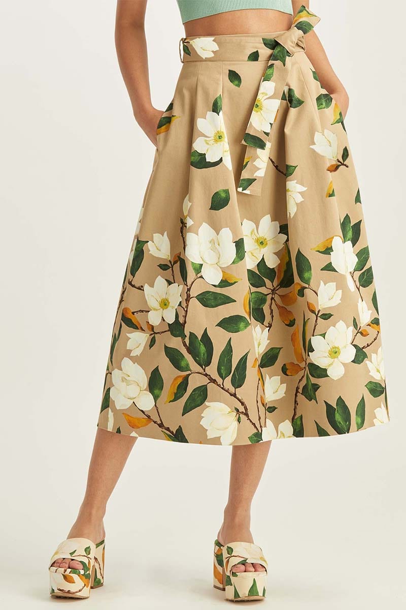 OSCAR DE LA RENTA-Magnolia Belted Skirt-