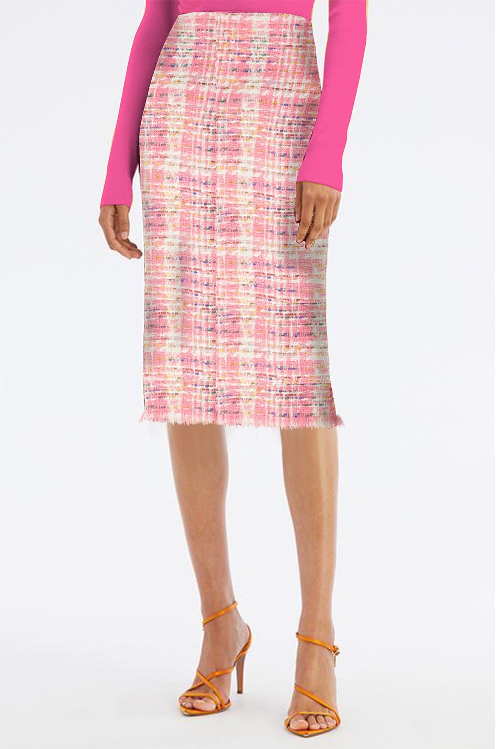 OSCAR DE LA RENTA-Tweed Pencil Skirt-