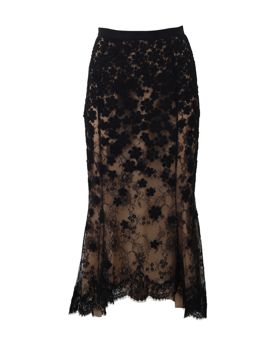 OSCAR DE LA RENTA-High-Low Lace Skirt-BLACK